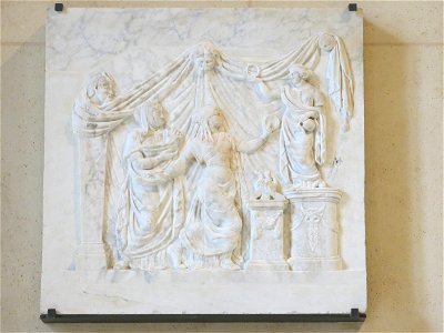 Relief sacrifice scene to Ariadne. 1st century AC. Marble. Revolutionary taking 1801. Louvre museum (Paris, France). photo