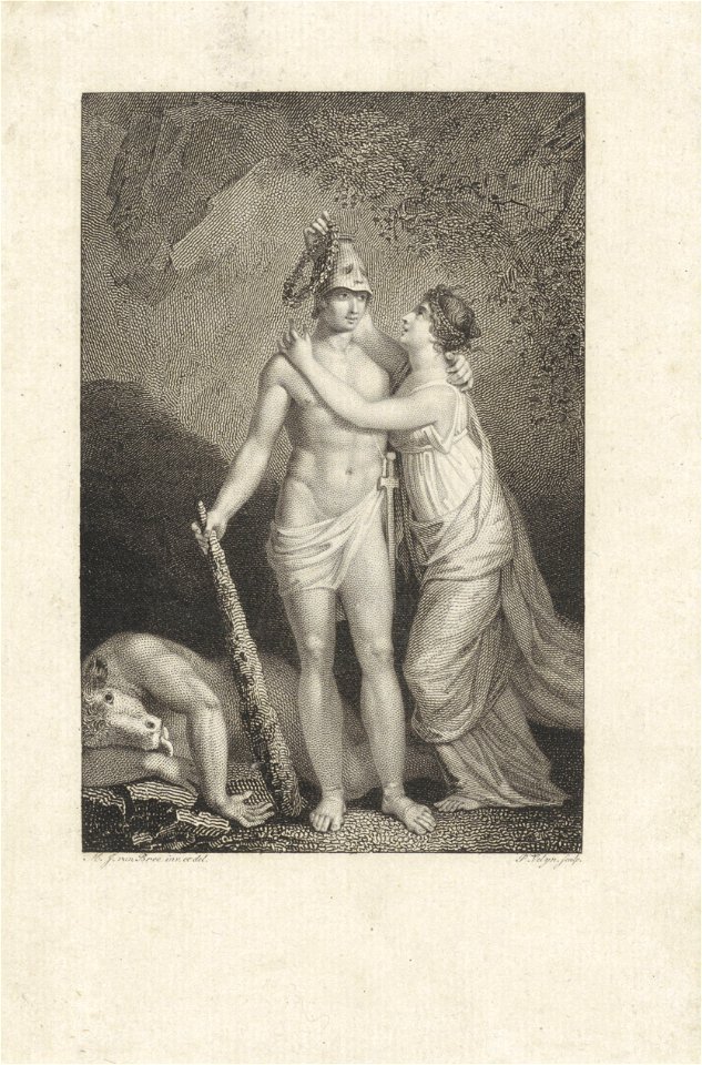 IdentificatieTitel(s): Theseus wordt gelauwerd door Ariadne na het verslaan van de MinotaurusObjecttype: prent Objectnummer: RP-P-1911-3558VervaardigingVervaardiger: prentmaker: Philippus Velijn (verm