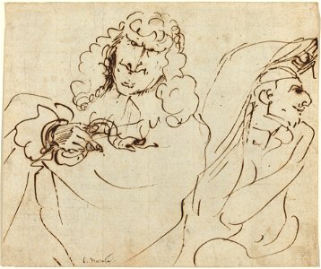 Caricature with Mola Protecting Himself from a Man Holding a Viper photo