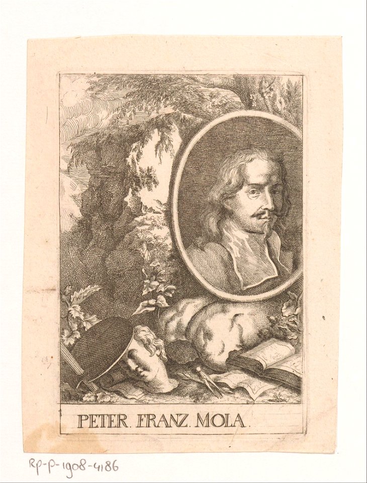 IdentificatieTitel(s): Portret van Pier Francesco MolaObjecttype: prent Objectnummer: RP-P-1908-4186Opschriften / Merken: verzamelaarsmerk, verso, gestempeld: Lugt 2228VervaardigingVervaardiger: prent