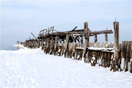 Old pier in Sventoji, Lithuania photo