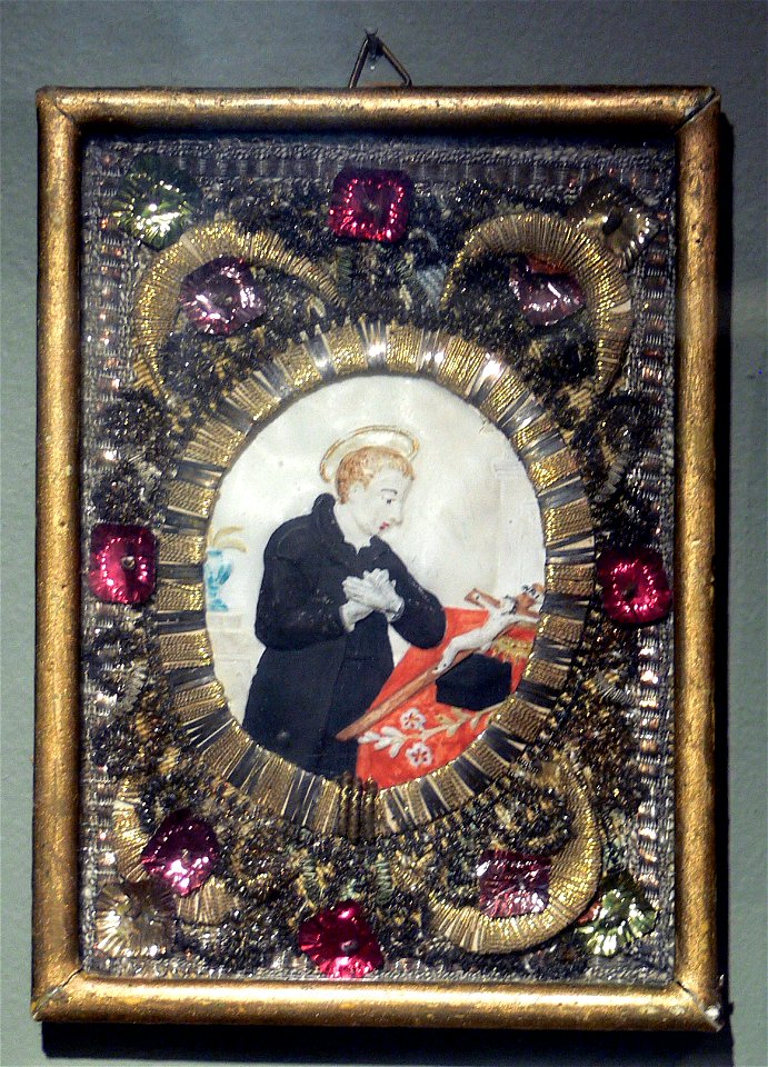 Weingarten, Museum für Klosterkultur

Hausenblasenbild „Ignatius von Loyola“, gefertigt aus der Schwimmblase eines Hausen (Huso huso), koloriert; Klosterarbeit, Süddeutschland um 1800