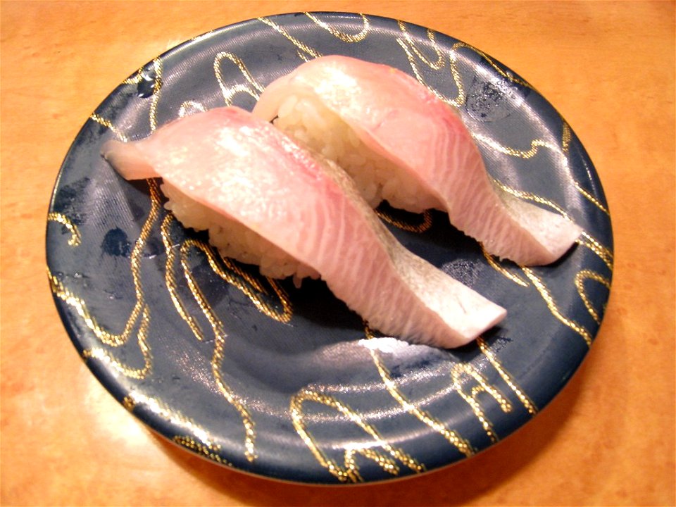 Nigiri-zushi of Oratosquilla oratoria (カンパチ kanpati) photo