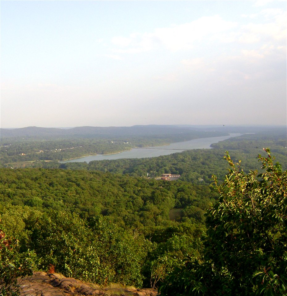 Lake DeForest, a reservoir located in Rockland County, New York, USA, is seen looking south from High Tor, a summit on the ridge of the northern Hudson River Palisades.
