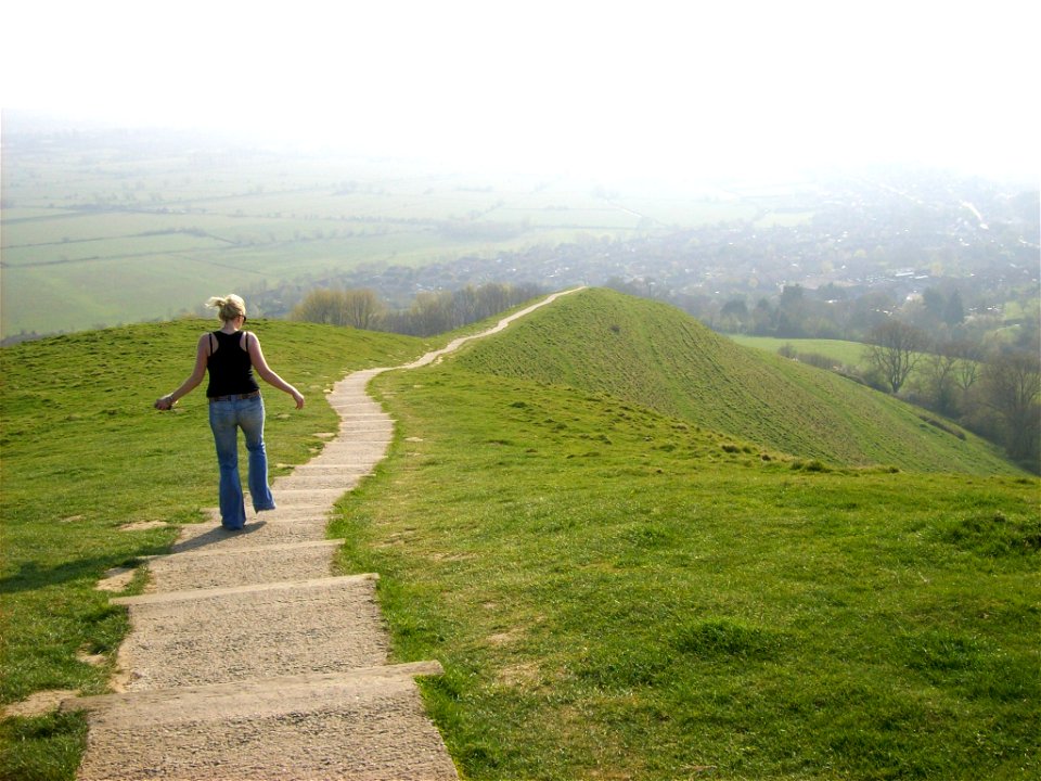 Descending Glastonbury Tor