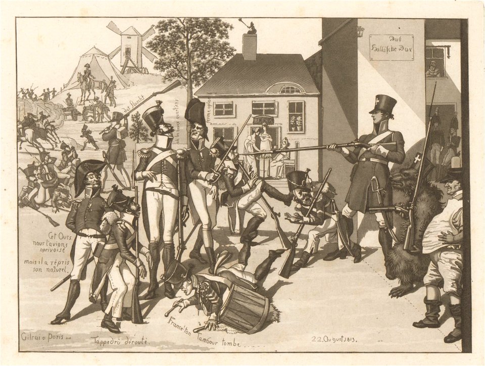 IdentificatieTitel(s): Spotprent op NapoleonDas Hallische Tor (titel op object)Objecttype: prent Serienummer: 4/4Objectnummer: RP-P-2007-378Opschriften / Merken: verzamelaarsmerk, verso, gestempeld: L
