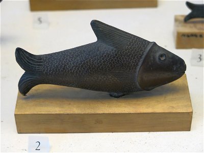 Poisson Lepidotos, Bronze, Late period of ancient Egypt (664-332 BC). Louvre museum (Paris, France).