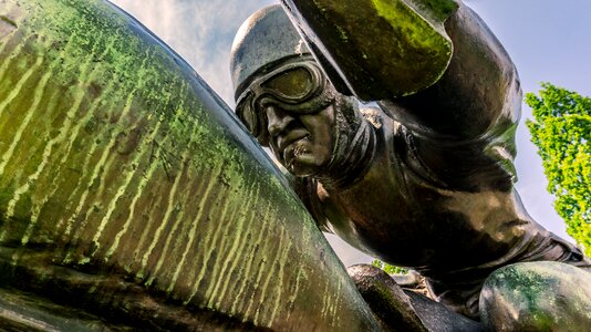 Sculpture race car driver motorcycle