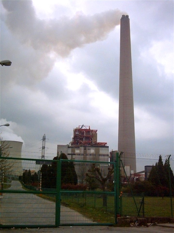 Endesa Termic, chimney of the coal power plant of Pontes de García Rodríguez, A Coruña, Spain.