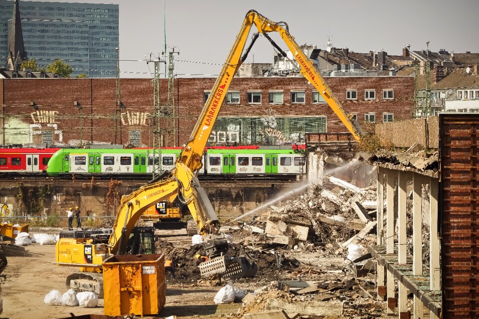 Excavators construction work building rubble
