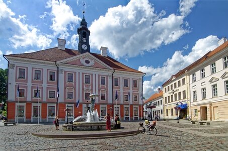 Town hall square historic center fountain