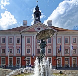 Town hall square historic center fountain photo