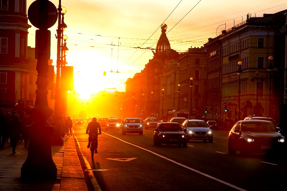 Road modern sunset