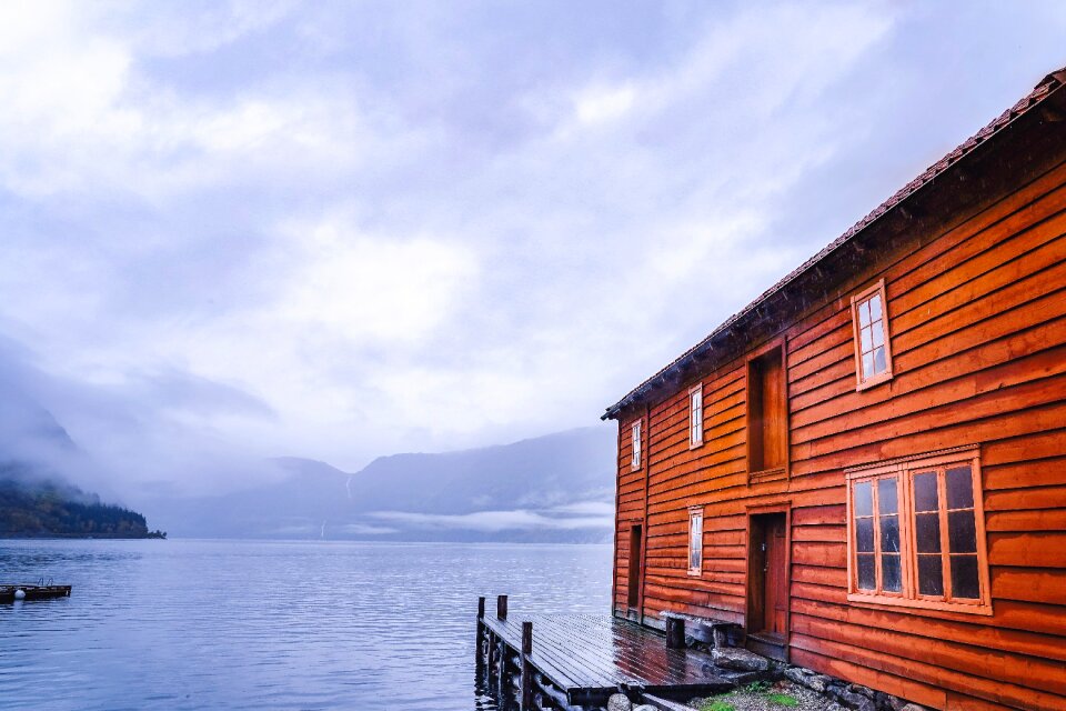 Fjord landscape clouds photo