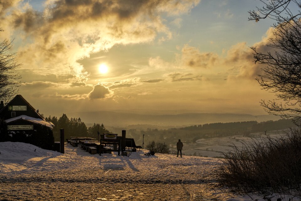 Vogelsberg mountains sky snow