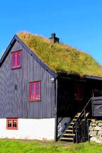 The tree house grass roof faroe islands photo