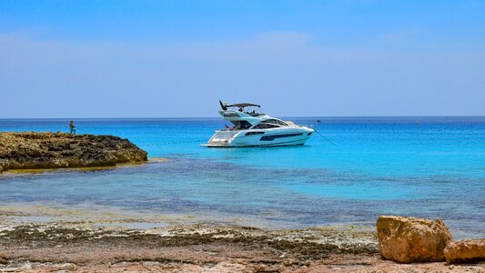 Blue yacht island photo