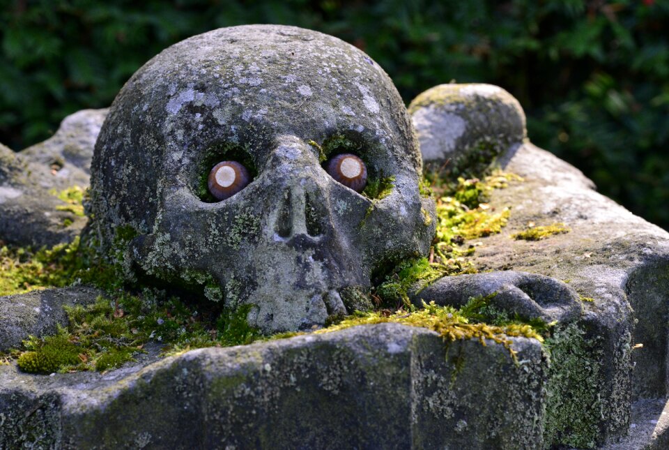 Skull and crossbones stone sculpture skull photo