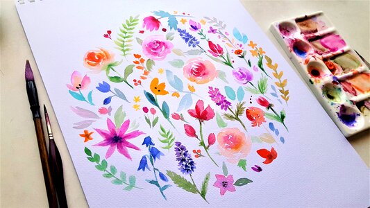 Brush color flowers