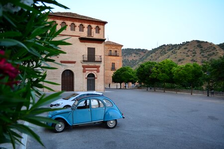 Old car blue car mountain photo