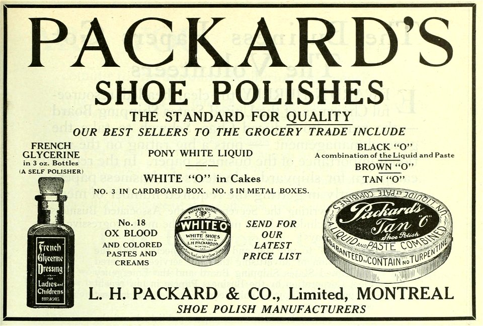 Packard's Shoe Polishes - L. H. Packard & Co.