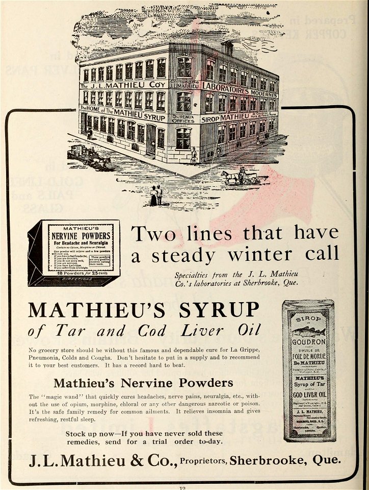 Mathieu's Syrup & Mathieu's Nervine Powders - J.L. Mathieu