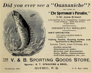 Did you ever see a &quot;Ouananiche&quot;? - V. & B. Sporting Goods Store photo