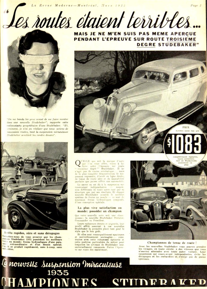 La nouvelle suspension miraculeuse Studebaker 1935
