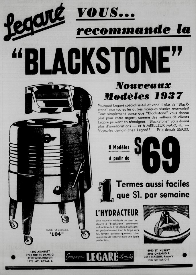 Légaré vous recommande la &quot;Blackstone&quot; - Compagnie Légaré Limitée