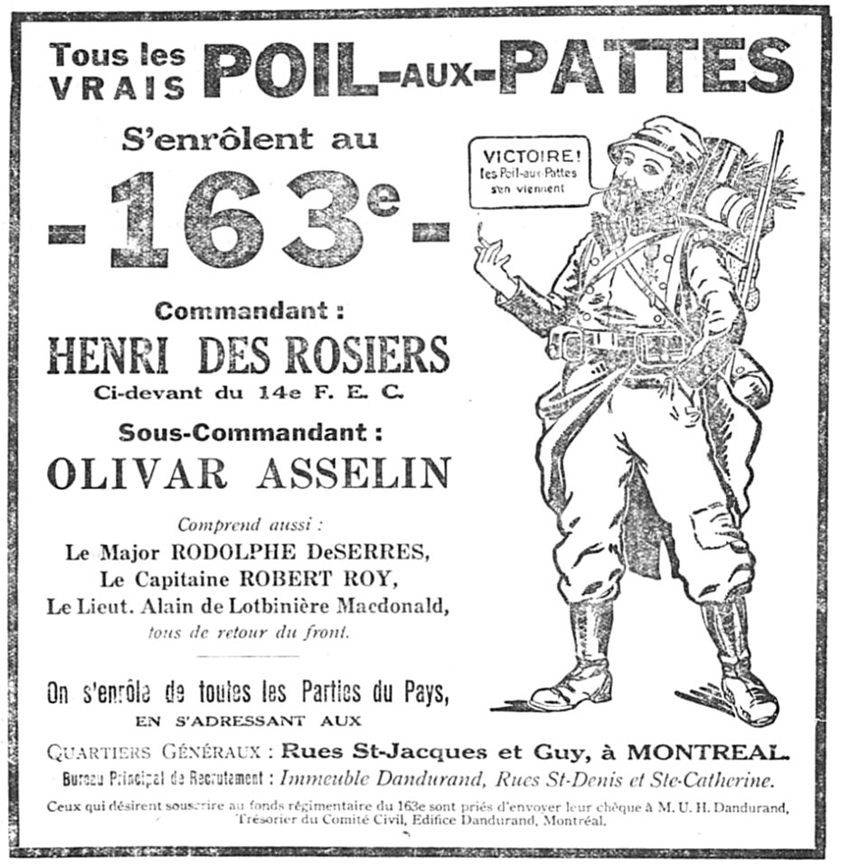 Tous les vrais Poil-aux-Pattes s'enrôlent au 163e