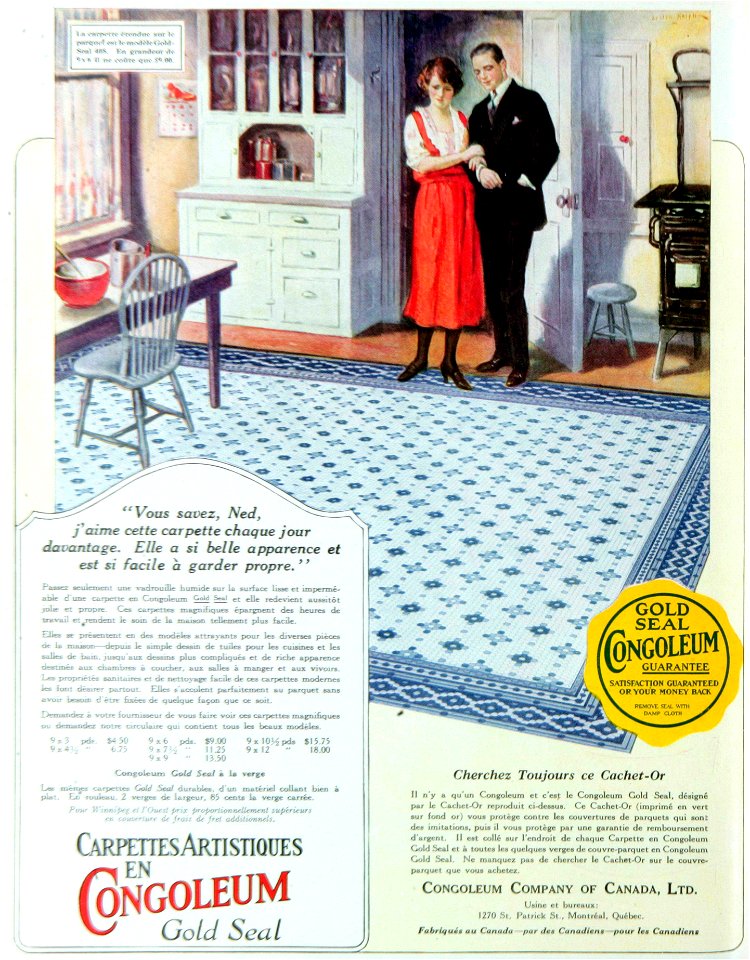 Carpettes artistiques en Congoleum Gold Seal - Congoleum Co. of Canada