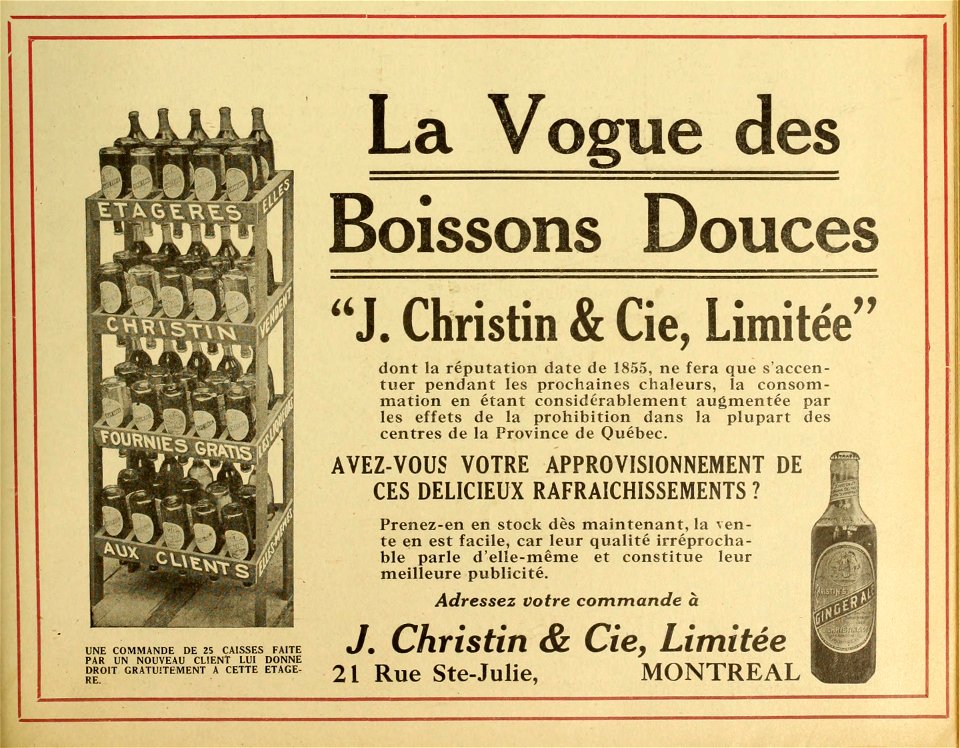 La vogue des boissons douces - J. Christin & Cie. Limitée