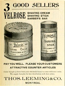 Velrose Shaving Cream, Shaving Stick & Barber's Bar - Thos Leeming & Co. photo