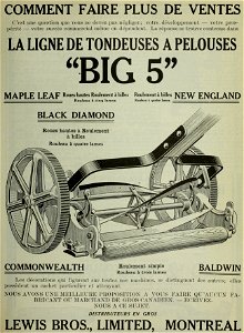 La ligne de tondeuses à pelouses &quot;Big 5&quot; - Lewis Bros, Limited