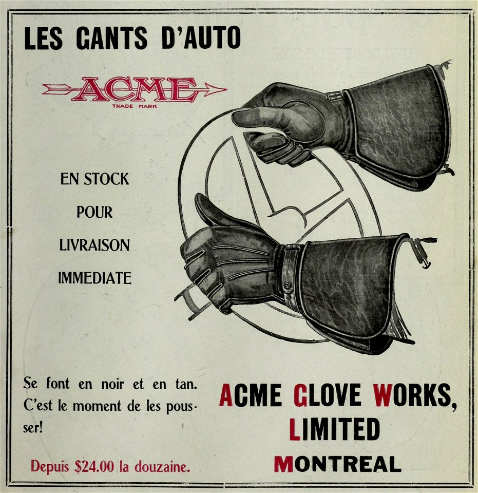 Les gants d'auto Acme - Acme Glove Works Limited