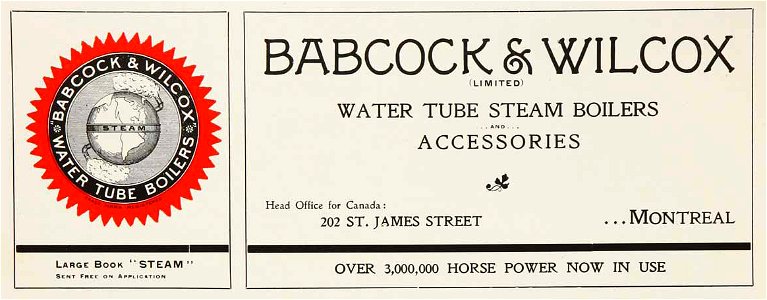 Babcok & Wilcox, Water Tube Steam Boilers and Accessories