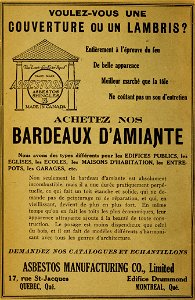 Bardeaux d'amiante - Asbestos Manufacturing Co. photo
