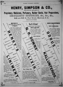 Henry, Simpson & Co., Proprietary Medicines, Perfumery, Rubber Goods, Hair Preparations