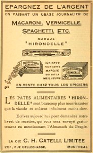 Pâtes alimentaires "Hirondelle" - C. H. Catelli