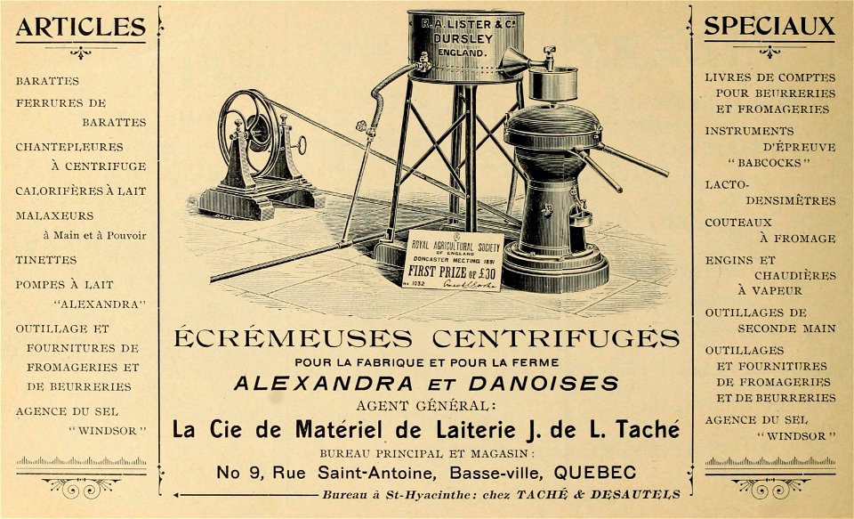 La Cie de Matériel de Laiterie J. de L .Taché