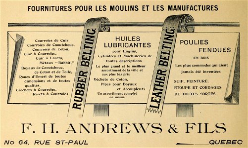 Fournitures pour les moulins et les manufactures - F. H. Andrews & Fils photo