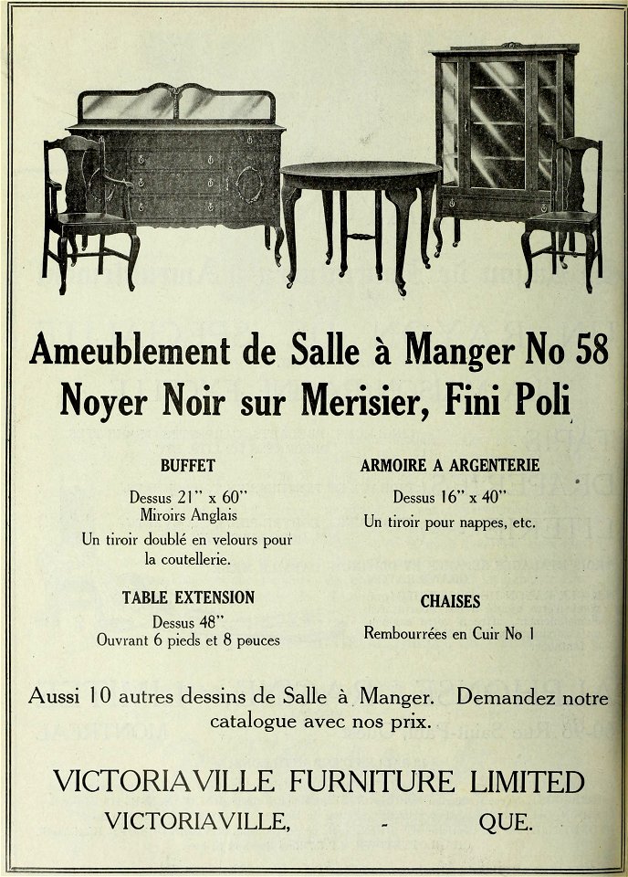 Ameublement de salle à manger No 28 - Victoriaville Furniture Limited