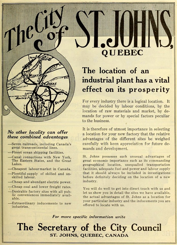 The City of St-Johns, Quebec