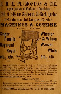 J. H. E. Plamondon & Cie, Machines à coudre photo