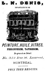 L. N. Denis, importateur de peinture, huile, vitres