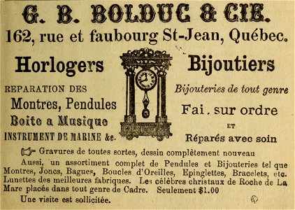 G. B. Bolduc & Cie, Horlogers et bijoutiers