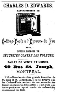 Charles D. Edwards, manufacturier de coffres-forts à l'épreuve du feu
