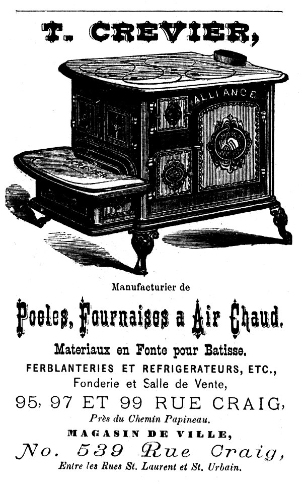 T. Crevier, Manufacturier de poêles, fournaises à air chaud