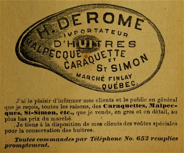 H. Derome, Importateur d'huîtres photo