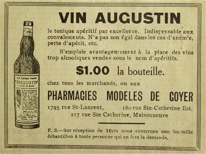 Vin Augustin - Pharmacies Modèles de Goyer photo